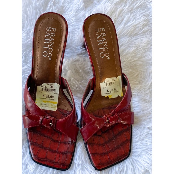 Franco Sarto squared toe high heeled sandals 9M - Picture 2 of 9
